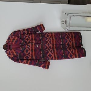 The Austin Collection Multicolor Aztec Western Wear Trench Coat Size Large